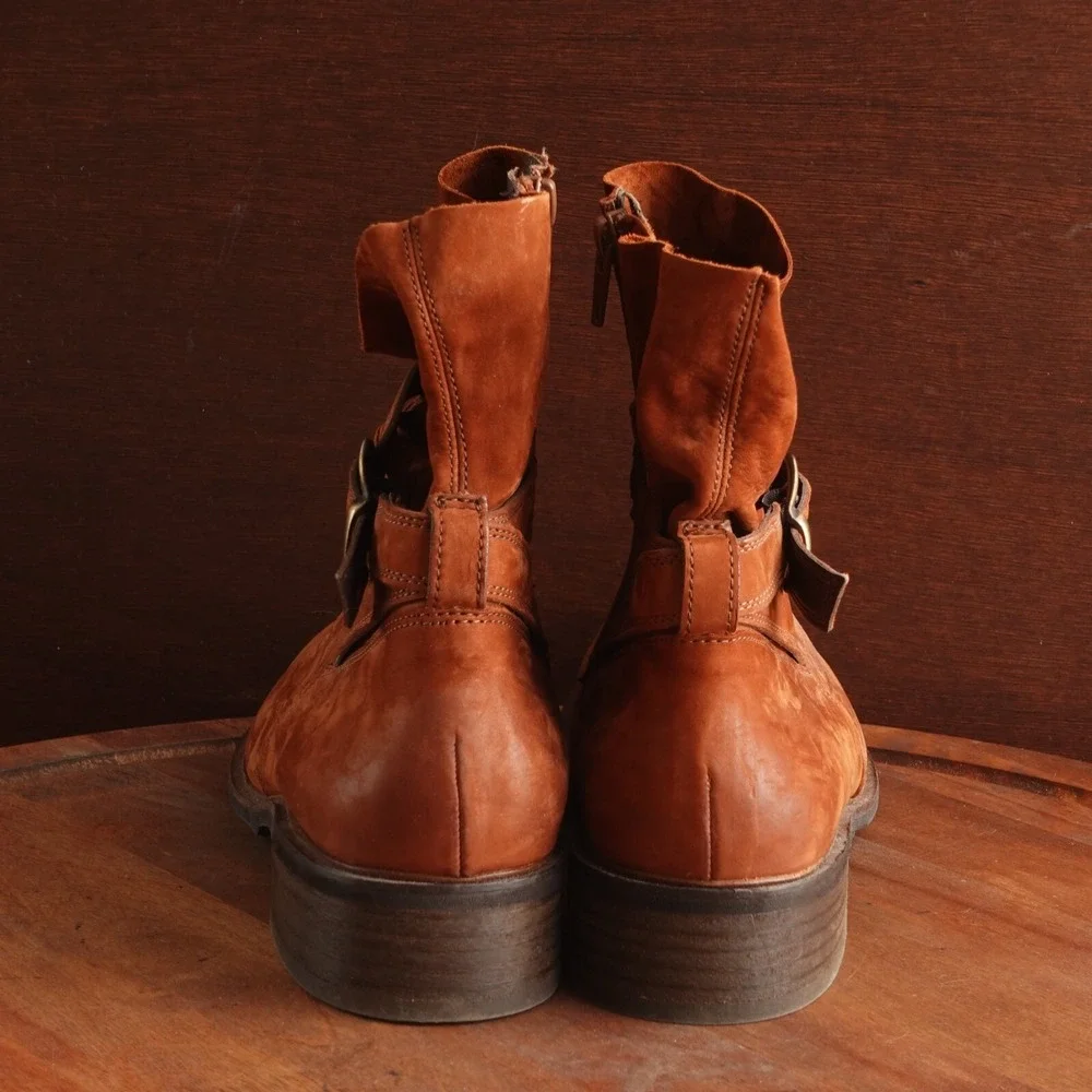 Paul Green Boots Womens SZ UK 6 US 8.5 Brown Denver Western Moto Coastal Cowgirl